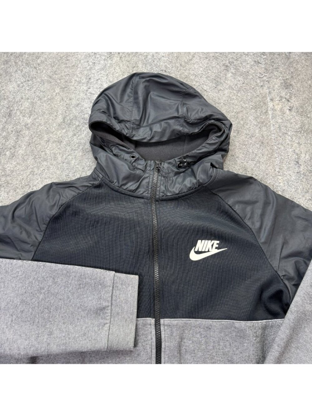 Nike Sportswear AV15 Full Zip Hoodie Men M Gray Black Colorblock 863773-071